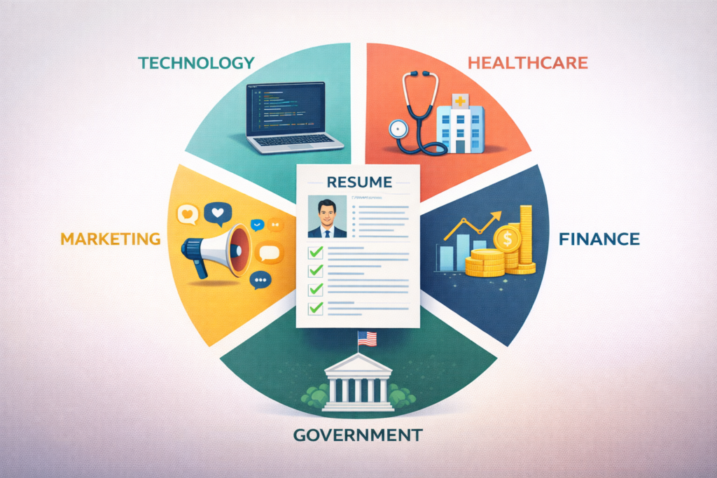 Industry-specific resume tips for tech, finance, healthcare, marketing