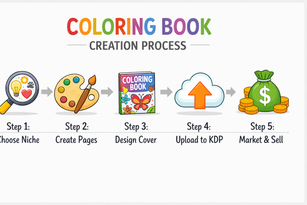 Step-by-step process for creating Amazon KDP coloring books