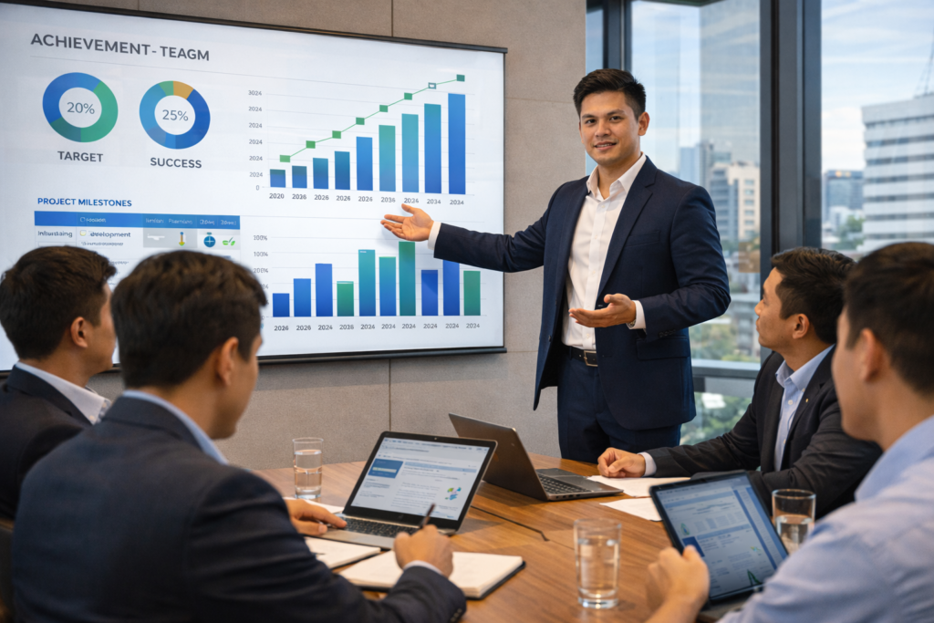 Professional development Philippines through ethical self-promotion and achievement presentation in corporate meeting