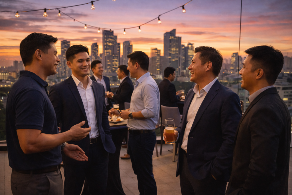 Professional networking Philippines event in BGC showing Filipino professionals building career relationships for advancement
