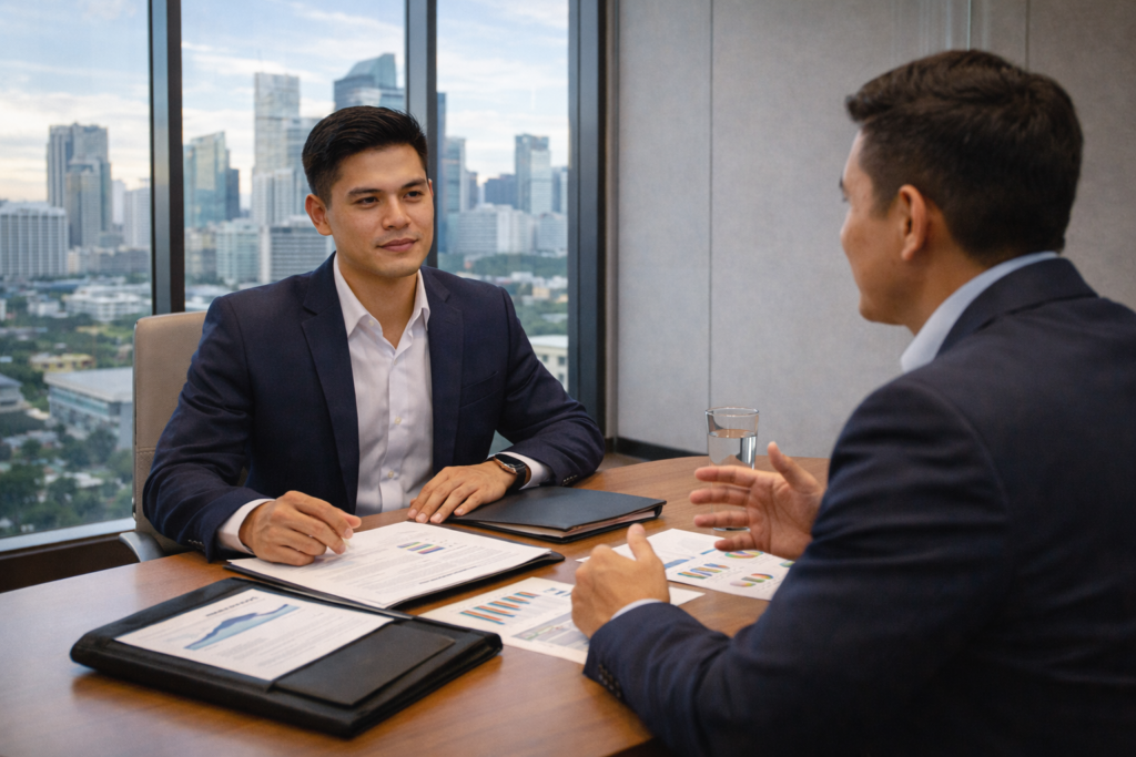  Salary negotiation tips Philippines showing Filipino employee discussing compensation package with manager professionally