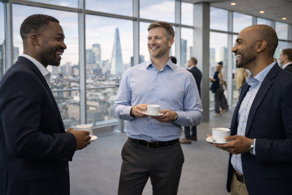 Professional developing AI and digital skills on laptop in modern UK office