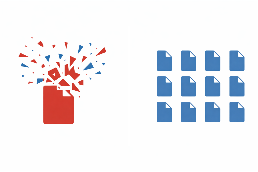 Visual comparison of monolithic backup failure versus distributed per-asset extraction protection