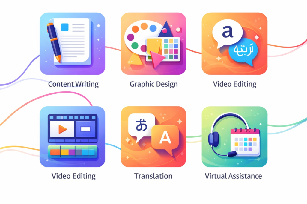 Top 5 freelancing skills for earning money online: writing, design, video editing, translation, virtual assistance. Sources of Income