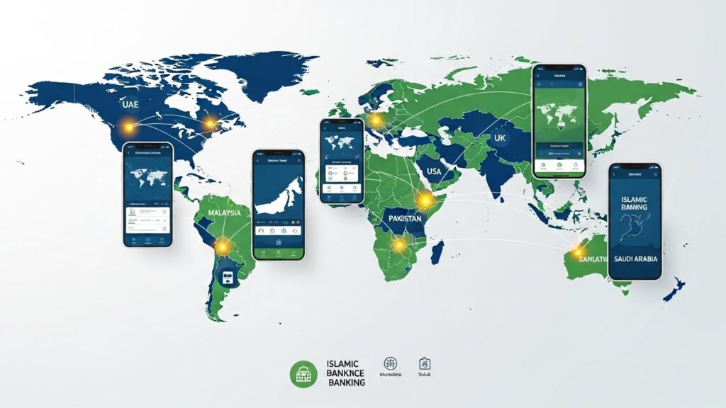 Islamic banking apps worldwide including Meezan Bank Dubai Islamic Bank Al Rayan for Shariah compliant finance management