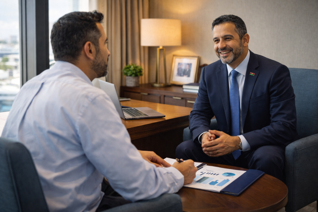 Career advancement strategies Libya - Employee discussing promotion opportunities with management