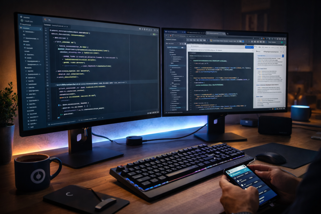 Programming and technical skills workspace for high-paying remote work opportunities