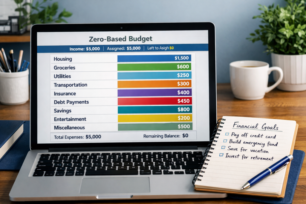 YNAB You Need a Budget zero-based budgeting app interface showing every dollar assigned to spending categories for couples
